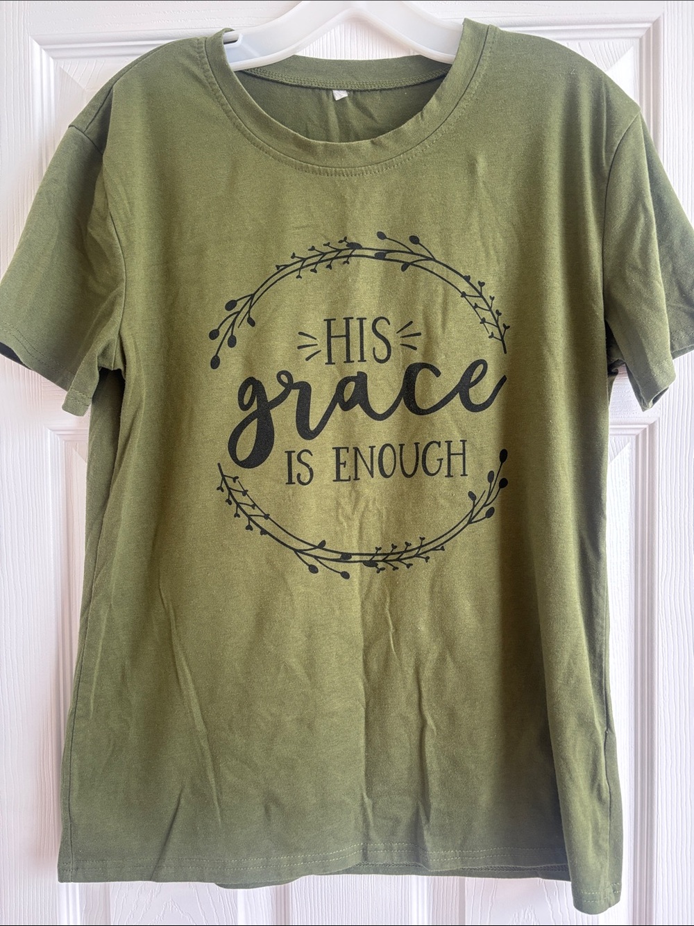 Olive Green Graphic Tee "His Grace Is Enough"